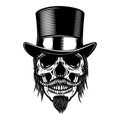 Zombie Skull In Vintage Hat. Design Element For Poster, Emblem, Sign, T Shirt.