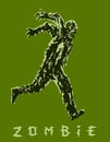Zombie soldier runs with his hands up behind his back. Vector illustration.