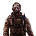 Zombie soldier shout concept. Drawing scary character illustrati