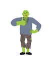 Zombie thumbs up and winks. Living Dead happy emotions avatar. Undead Vector illustration