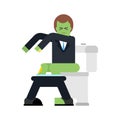 Zombie on toilet. Green dead man in WC. Vector illustration Royalty Free Stock Photo