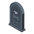 Zombie tomb icon, isometric style
