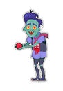 Zombie Valentine Man Flat Vector Illustration