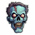 Realistic Zombie Head Sticker With Vibrant Illustrations