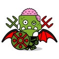 zombie warrior skull mascot cartoon