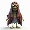 Luminous 3d Zombie Character In Red Cloak - Detailed Illustration