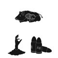 Zombies and Attributes black icons in set collection for design. Dead man vector symbol stock web illustration.