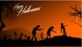 Zombies walking at halloween night Royalty Free Stock Photo