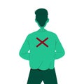 Zombified Standing Young Man as Manipulation and Hypnosis Back View Vector Illustration