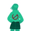 Zombified Standing Young Woman as Manipulation and Hypnosis Back View Vector Illustration