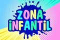Zona infantil, children zone spanish text