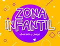 Zona infantil - Kids Zone in english game banner design background. Playground vector child zone sign