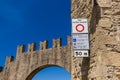 Zona taffico limitato sign in San Marino Italy Royalty Free Stock Photo