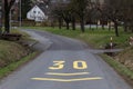 Zone speed limit 30 km on the asphalt