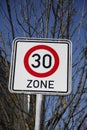 30 zone traffic sign Royalty Free Stock Photo