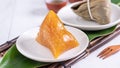 Zongzi - Alkaline rice dumpling - Traditional sweet Chinese crystal food on a plate to eat for Dragon Boat Duanwu Festival Royalty Free Stock Photo