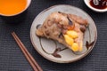 Zongzi or Asian Chinese sticky rice dumplings with Yellow tea, s Royalty Free Stock Photo