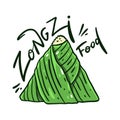 Zongzi food hand drawn vector cute illustration. Isolated on white background