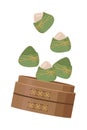 zongzi food in wooden basket