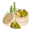 Zongzi in takeaway container isolated vector on white