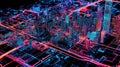 zoning hyper realistic holographic projection of an urban zoning map Royalty Free Stock Photo