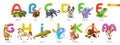 Zoo alphabet. Funny animals, 3d vector icons set. Letters A - M Part 1 Royalty Free Stock Photo