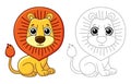 Zoo animal for children coloring book. Funny lion in a cartoon style. Trace the dots and color the picture Royalty Free Stock Photo