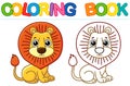 Zoo animal for children coloring book. Funny lion in a cartoon style. Trace the dots and color the picture Royalty Free Stock Photo