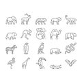 Zoo Animals, Birds And Snakes Icons Set Vector . Royalty Free Stock Photo