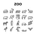 Zoo Animals, Birds And Snakes Icons Set Vector Royalty Free Stock Photo