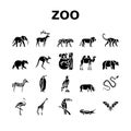 Zoo Animals, Birds And Snakes Icons Set Vector Royalty Free Stock Photo