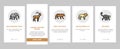 Zoo Animals, Birds And Snakes Onboarding Icons Set Vector Royalty Free Stock Photo