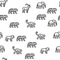 Zoo Animals, Birds And Snakes Vector Seamless Pattern