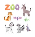 Zoo animals vector set. Royalty Free Stock Photo