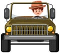 Zoo concept with driver man in jeep car isolated Royalty Free Stock Photo
