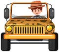 Zoo concept with driver man in jeep car isolated Royalty Free Stock Photo