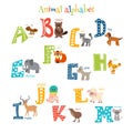 Zoo. Cute cartoon animals alphabet from A to M in cartoon style Royalty Free Stock Photo