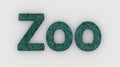 Zoo - 3d word azure on white background. render furry letters. Wild Zoo Animals, animal at safari park. emblem logo design Royalty Free Stock Photo