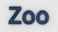 Zoo - 3d word blue on white background. render furry letters. Wild Zoo Animals, animal at safari park. emblem logo design template Royalty Free Stock Photo