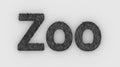 Zoo - 3d word gray on white background. render furry letters. Wild Zoo Animals, animal at safari park. emblem logo design template Royalty Free Stock Photo