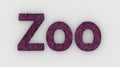 Zoo - 3d word pink on white background. render furry letters. Wild Zoo Animals, animal at safari park. emblem logo design template Royalty Free Stock Photo