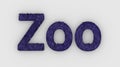 Zoo - 3d word violet on white background. render furry letters. Wild Zoo Animals, animal at safari park. emblem logo design Royalty Free Stock Photo