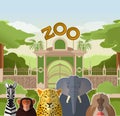 Zoo gate with african flat animals