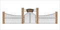Zoo gate. Isolated object in cartoon style on white background. Gateway with lattice