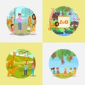 Zoo icon set vector flat style illustration Royalty Free Stock Photo