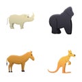 Zoo icons set cartoon vector. Mammal
