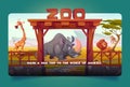 Zoo landing page template, cartoon vector Royalty Free Stock Photo
