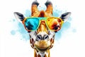 wildlife neck sunglasses colorful animal africa giraffe zoo portrait mammal. Generative AI.