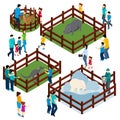 Zoo Outdoor Enclosures Visitors Isometric Banner Royalty Free Stock Photo