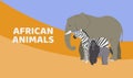 Zoo Or Safari Entrance With African Animals Vector Poster Or Banner. Illustration Of Elephant, Gorilla And Zebra